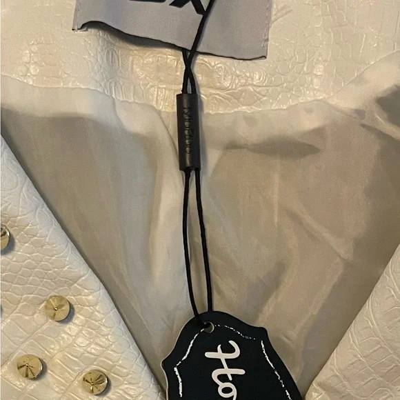 NWT SX Women Faux Leather PU White Jacket Studded Rivet Fashion Jacket Size M - Picture 9 of 12